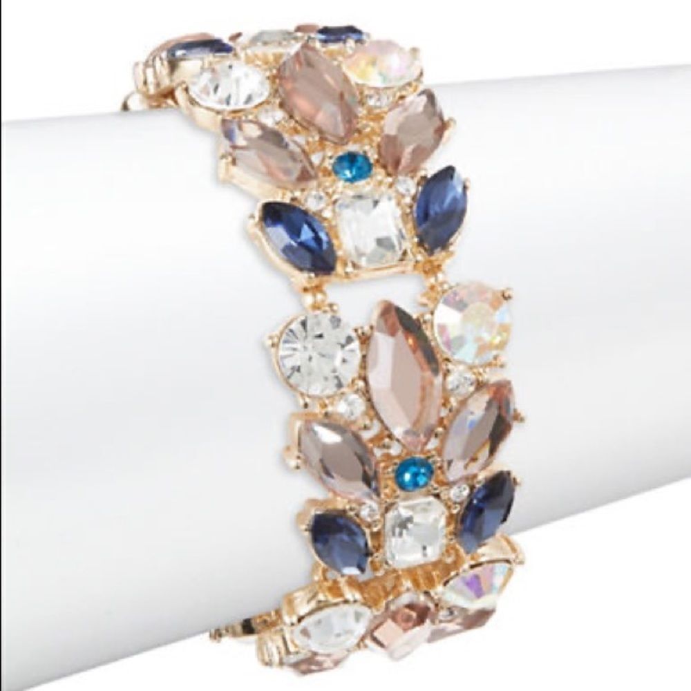Navette and Stone Stretch Bracelet and Ring NEW